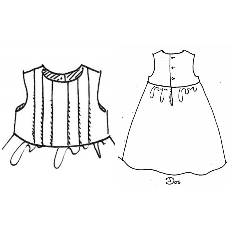 Robe corsage à plis, dos boutonné