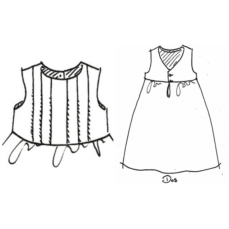 Patron robe dos V, corsage à plis