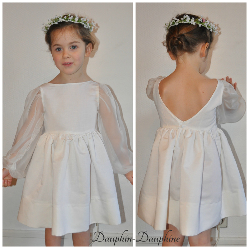 Robe dos nu manches longues bouffantes
