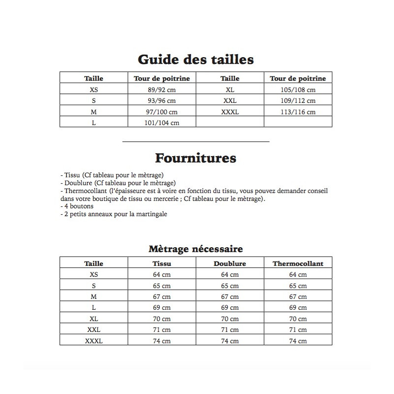 guide taille gilet costume