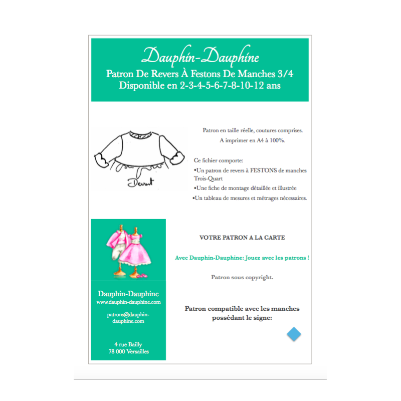 Revers à festons pour manches Trois-Quart - Dauphin-Dauphine
