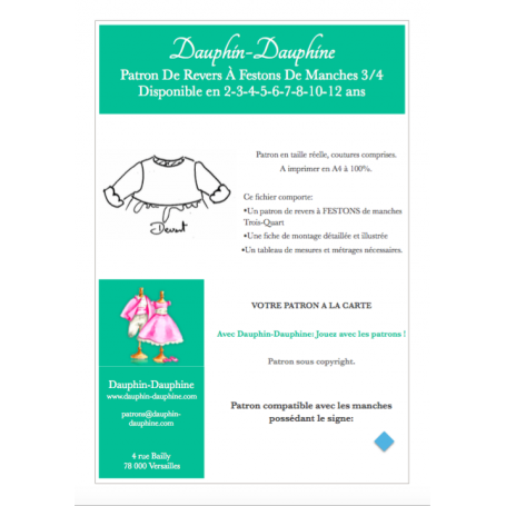 Revers à festons pour manches Trois-Quart - Dauphin-Dauphine