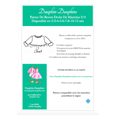 Revers droits de manches 3/4
