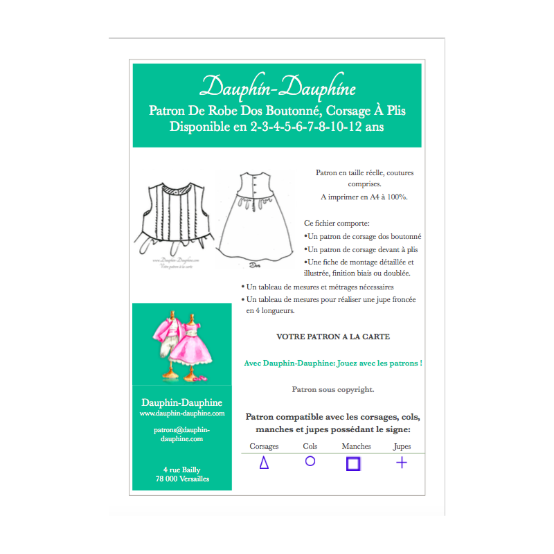 Robe corsage à plis, dos boutonné