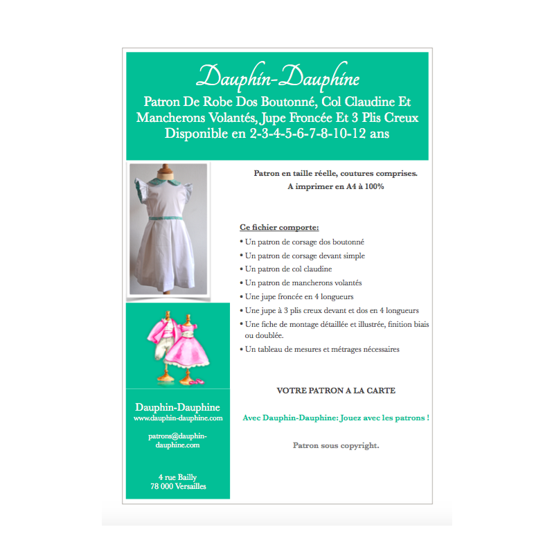 Robe col claudine et mancherons volantés - Dauphin-Dauphine