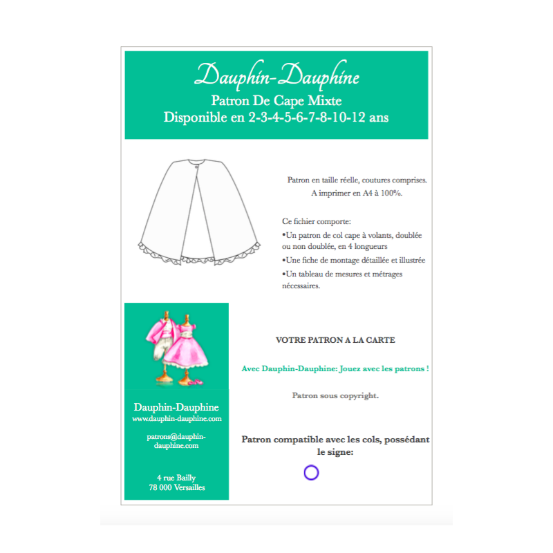 Cape droite volantée + cols en option 