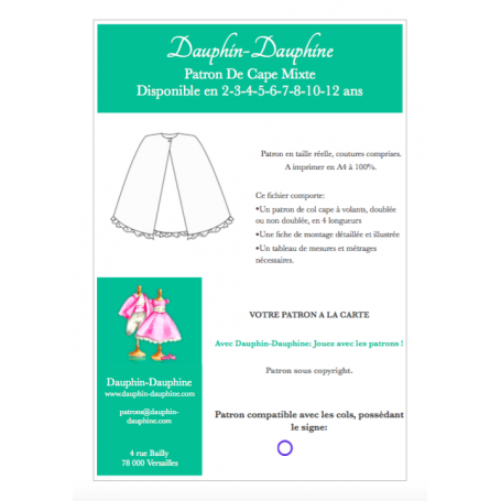 Cape droite volantée + cols en option 