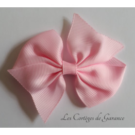 Barrette à gros noeud rose poudré 2