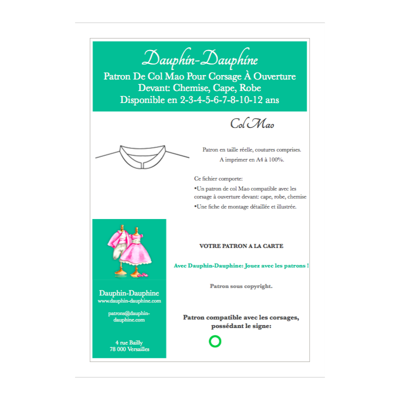 Col Mao chemise ou cape- DAUPHIN-DAUPHINE
