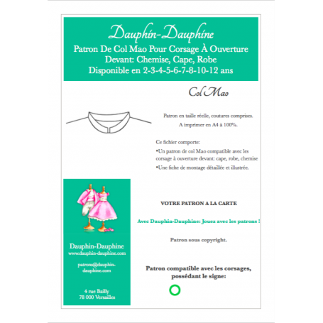 Col Mao chemise ou cape- DAUPHIN-DAUPHINE