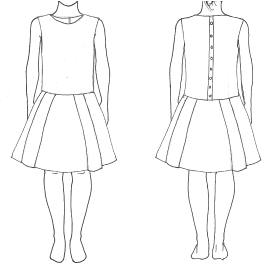 Cerise - Robe taille basse et jupe à plis plats 2