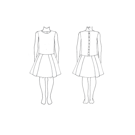 Cerise - Robe taille basse et jupe à plis plats