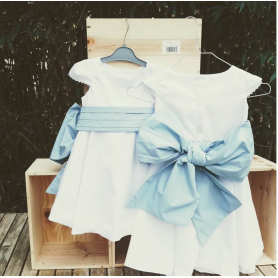 Abricot- Robe encolure bateau, manches semi-ballon et... 2