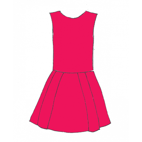 Cerise - Robe taille basse et jupe à plis plats