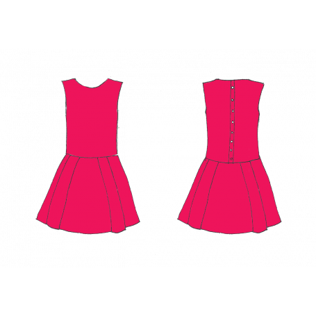 Cerise - Robe taille basse et jupe à plis plats