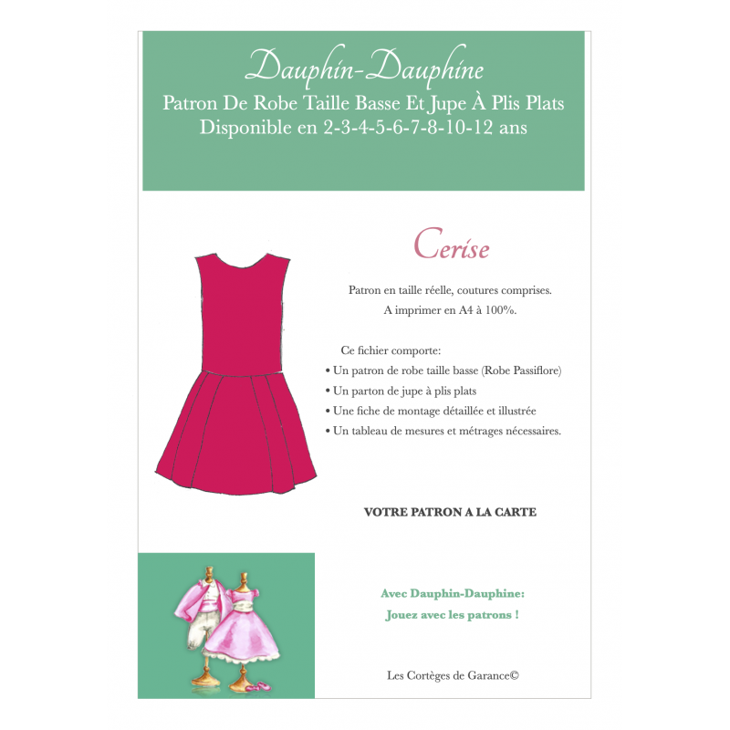 Cerise - Robe taille basse et jupe à plis plats