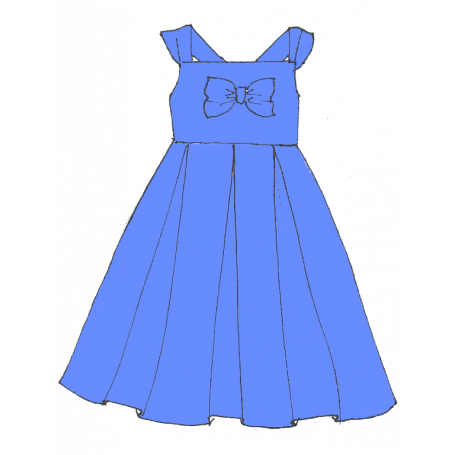Bleuet - Robe d'été à bretelles croisées et jupe 3 plis creux