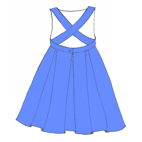 Bleuet - Robe d'été à bretelles croisées et jupe 3 plis creux