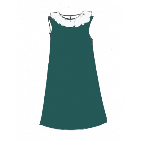 Robe trapèze et col volanté