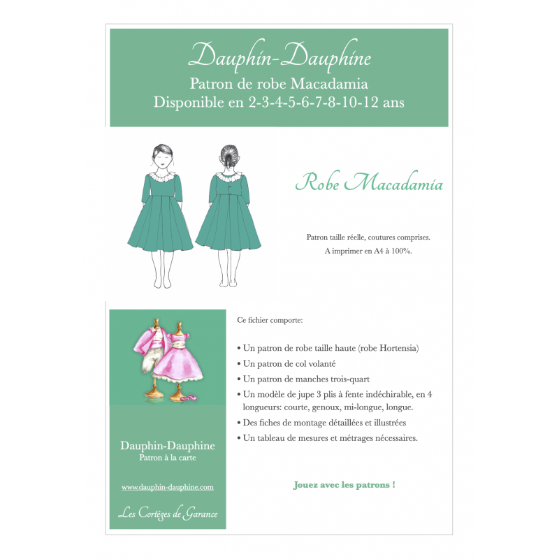 Macadamia - Robe taille haute manches 3/4 à col...