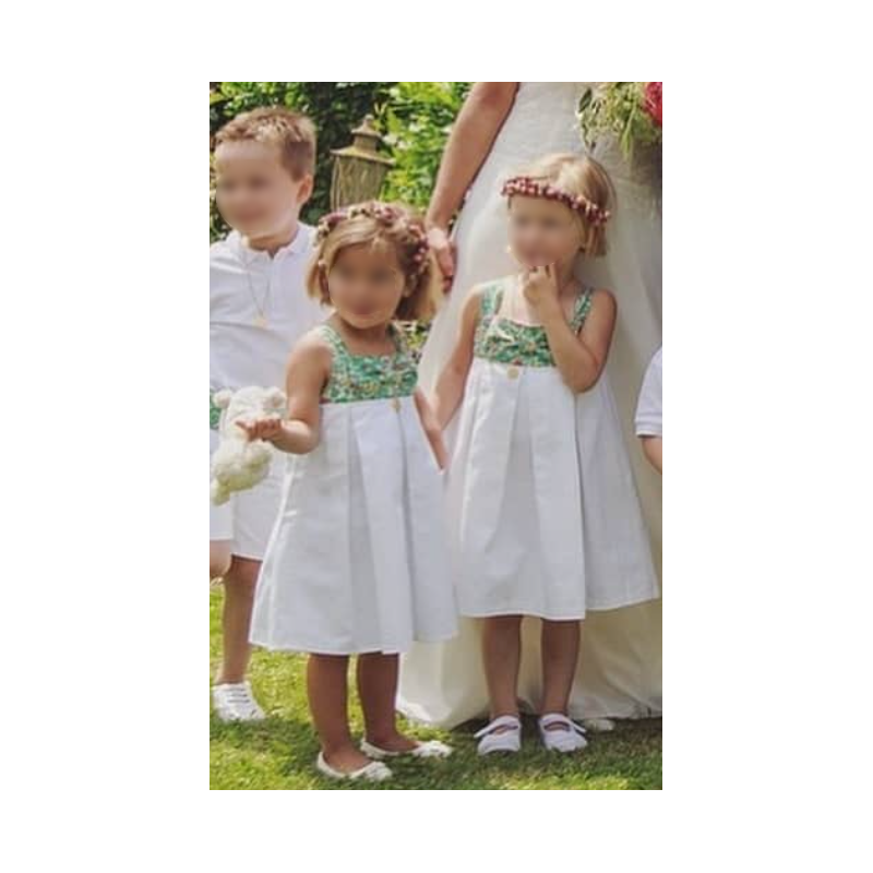 Rose de Damas - Robe taille haute à bretelles...