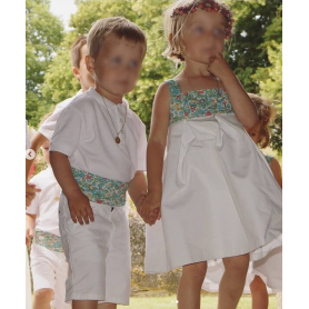 Rose de Damas, Patron de robe d'été à bretelles et 3 plis creux. pour cortège de demoiselles d'honneur et cérémonie 2