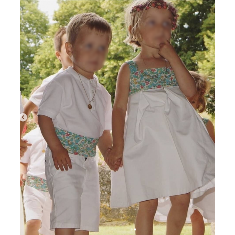 Rose de Damas - Robe taille haute à bretelles...