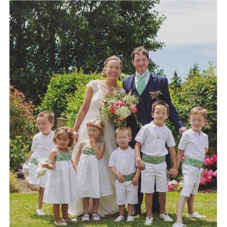 Rose de Damas - Robe taille haute à bretelles et jupe 3 plis creux