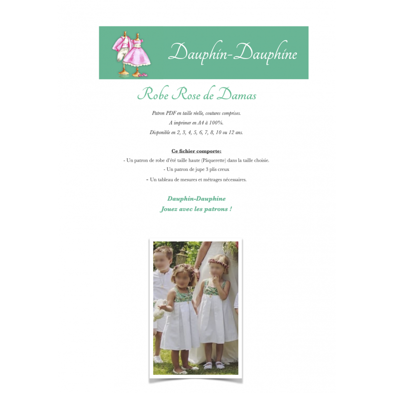 Rose de Damas - Robe taille haute à bretelles...