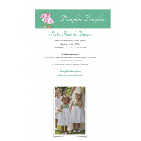 Rose de Damas - Robe taille haute à bretelles et jupe 3 plis creux