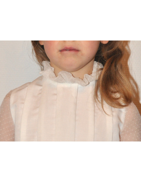 Spigelia - Robe col frou-Frou et manches longues bouffantes