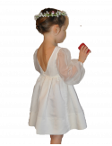 Sarriette - Robe dos nu à manches longues bouffantes