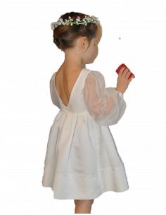 Sarriette - Robe dos nu à manches longues bouffantes