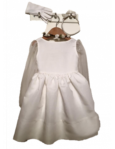 Sarriette - Robe dos nu à manches longues bouffantes