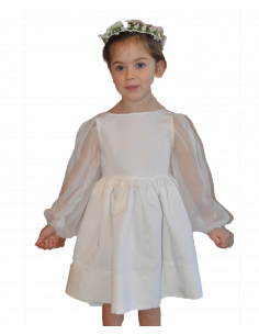 Sarriette - Robe dos nu à manches longues bouffantes 2