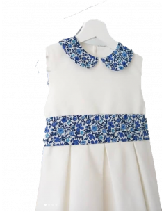 Indigo - Robe à col claudine et jupe 3 plis creux