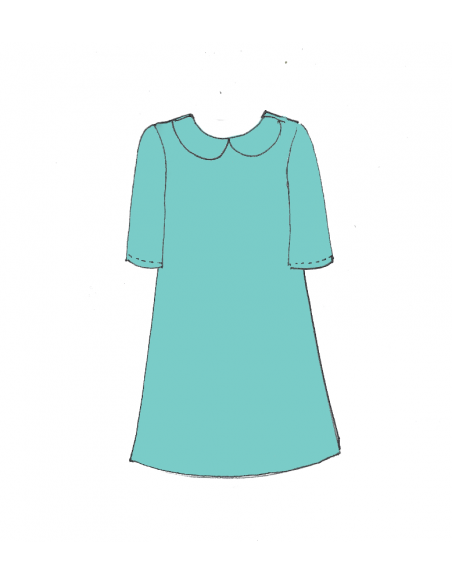 Aloe - Robe trapèze à col claudine et manches trois-quart