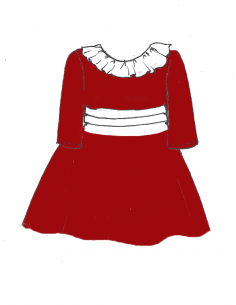 Cortège Mathilde - Robe taille haute, col volanté et...