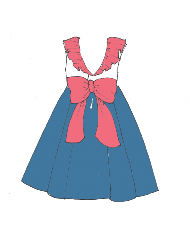 Colchique- Robe dos V à col volanté, jupe à...