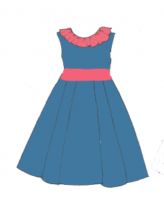 Colchique- Robe dos V à col volanté, jupe à plis plats 2