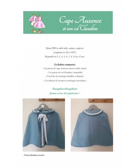 Cape mixte Auxence à col Claudine