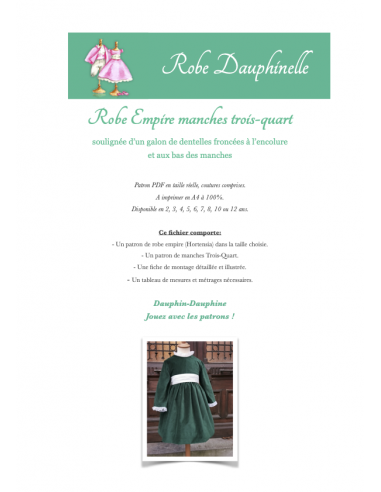 Dauphinelle - Robe empire et manches trois-quart