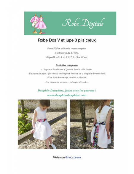 Digitale - Robe dos V et jupe 2 plis creux