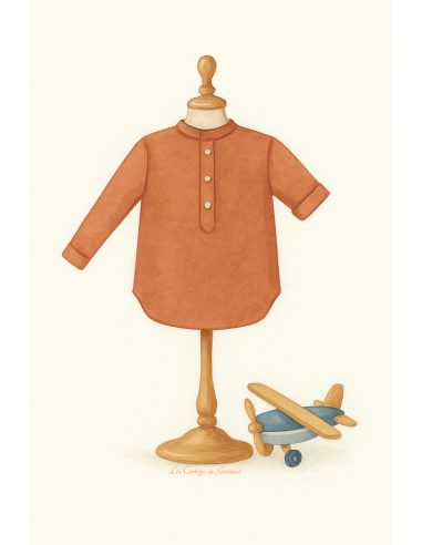 Chemise col mão et patte de boutonnage, pour cortège, garçon d'honneur ou cérémonie, premiere Communion