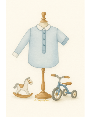 Patron de chemise, col chemise et patte de boutonnage. Pour garçon d'honneur, cortège de mariage, cérémonie