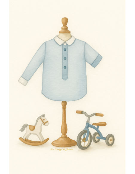 Patron de chemise, col chemise et patte de boutonnage. Pour garçon d'honneur, cortège de mariage, cérémonie