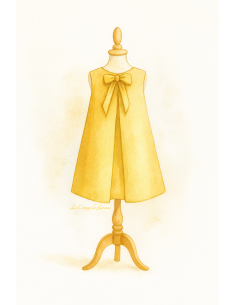 Robe trapèze à grand pli creux dans le dos.