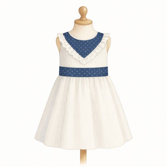 Mimosa - Sissi enfant - Robe à empiècement en V volanté