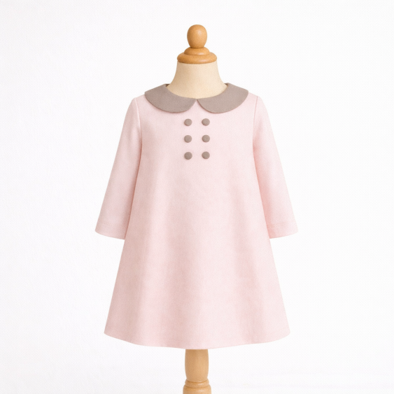 Aloe - Robe trapèze à col claudine et manches trois-quart