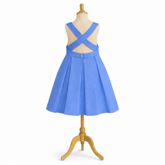 Bleuet - Robe d'été à bretelles croisées et jupe 3 plis...